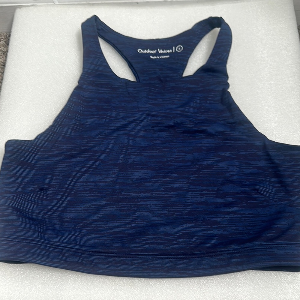 Outdoor Voices Navy Racerback Sports Bra gym yoga workout